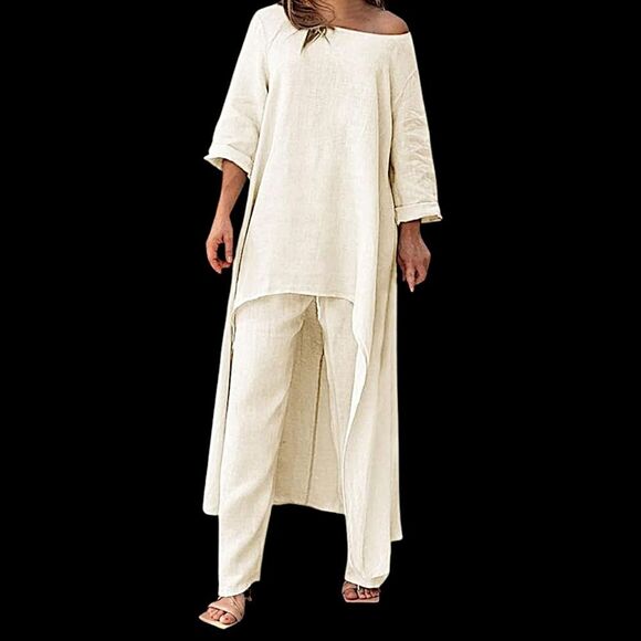 Minimalist Lagenlook Tunic 2X Plus Size Linen Blend Asymmetric Avant Garde - Picture 1 of 16